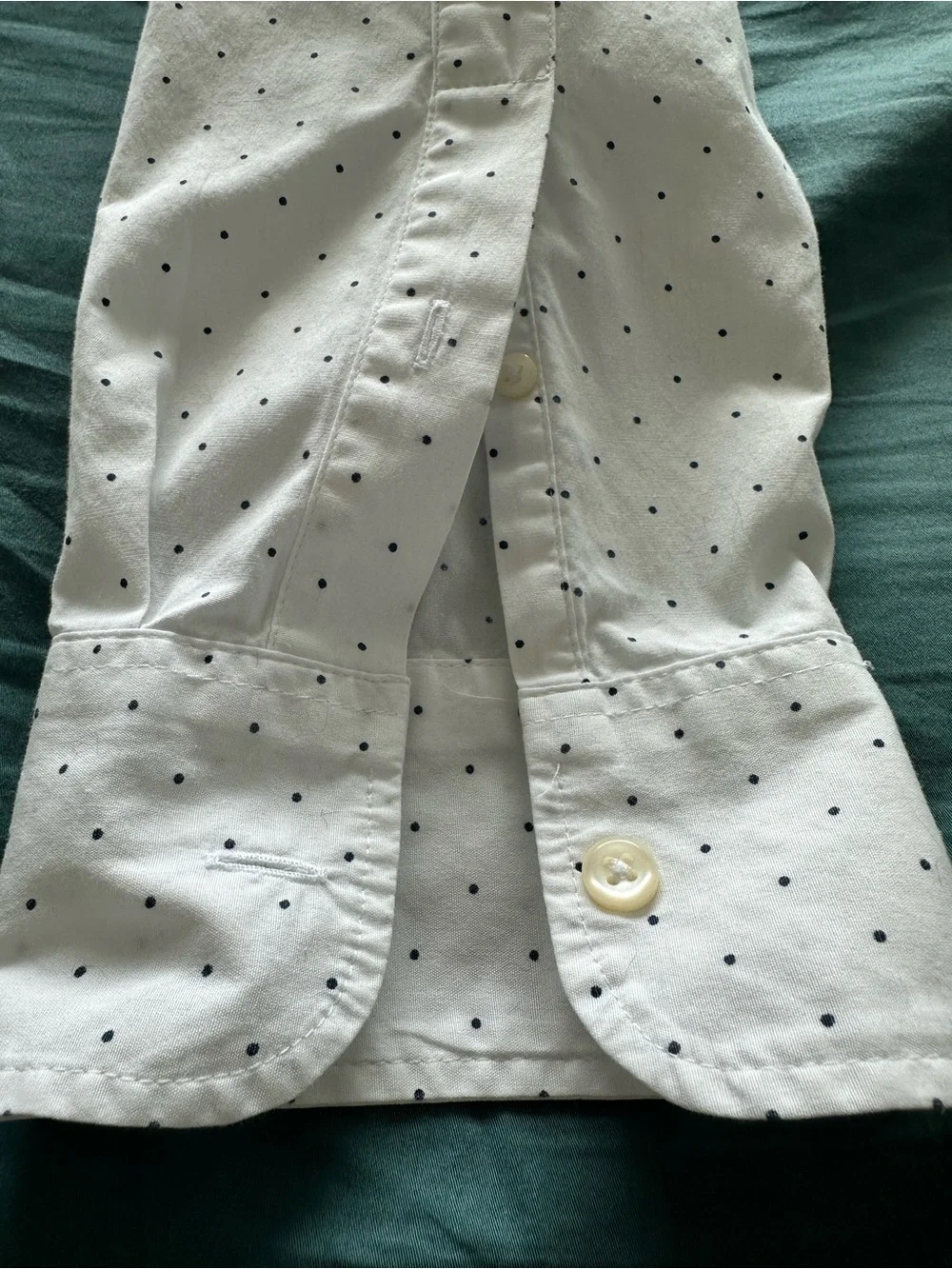 J.Crew Secret Wash Shirting Slim Untucked White Navy Dot Button Down Shirt L
